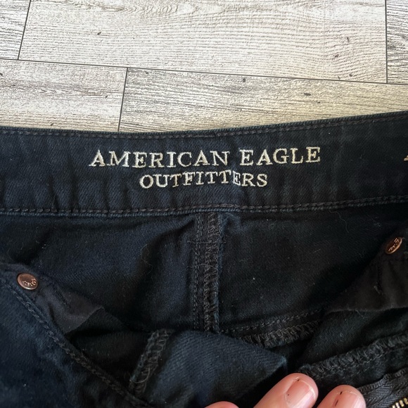 American Eagle Black Distressed Jean Shorts - Picture 3 of 5